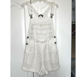 Honey Crunch White Crochet Overalls Size Small